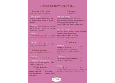 NOTRE CARTE DE BUCHES ET TRAITEUR